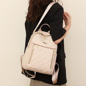 Oxford Solid Embroidered Minimalist Women Waterproof Backpack Bag Creamy-white